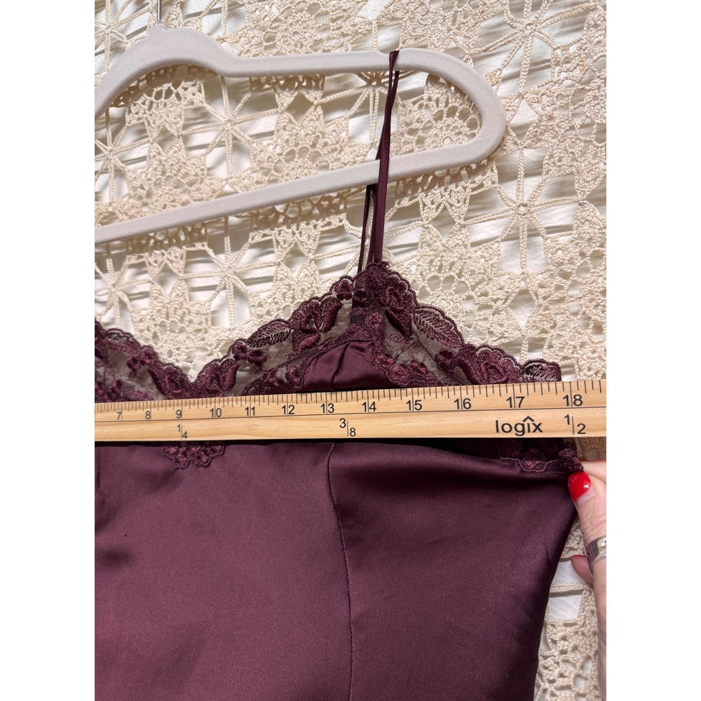 Victoria's Secret Burgundy Satin Lace Slip Chemise Nightgown‎ M - Picture 7 of 7